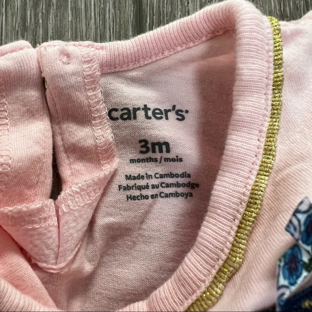 CARTERS SHORT SLEEVE T SHIRT PINK 3MO